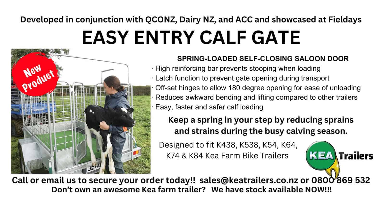 Easy entry calf gate - Kea Trailers